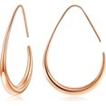 thumbnail image 1 of CFIOZYOS  Drop Hoop Earrings - 14K Gold Plated Oval Pull Through Design, 1 of 9