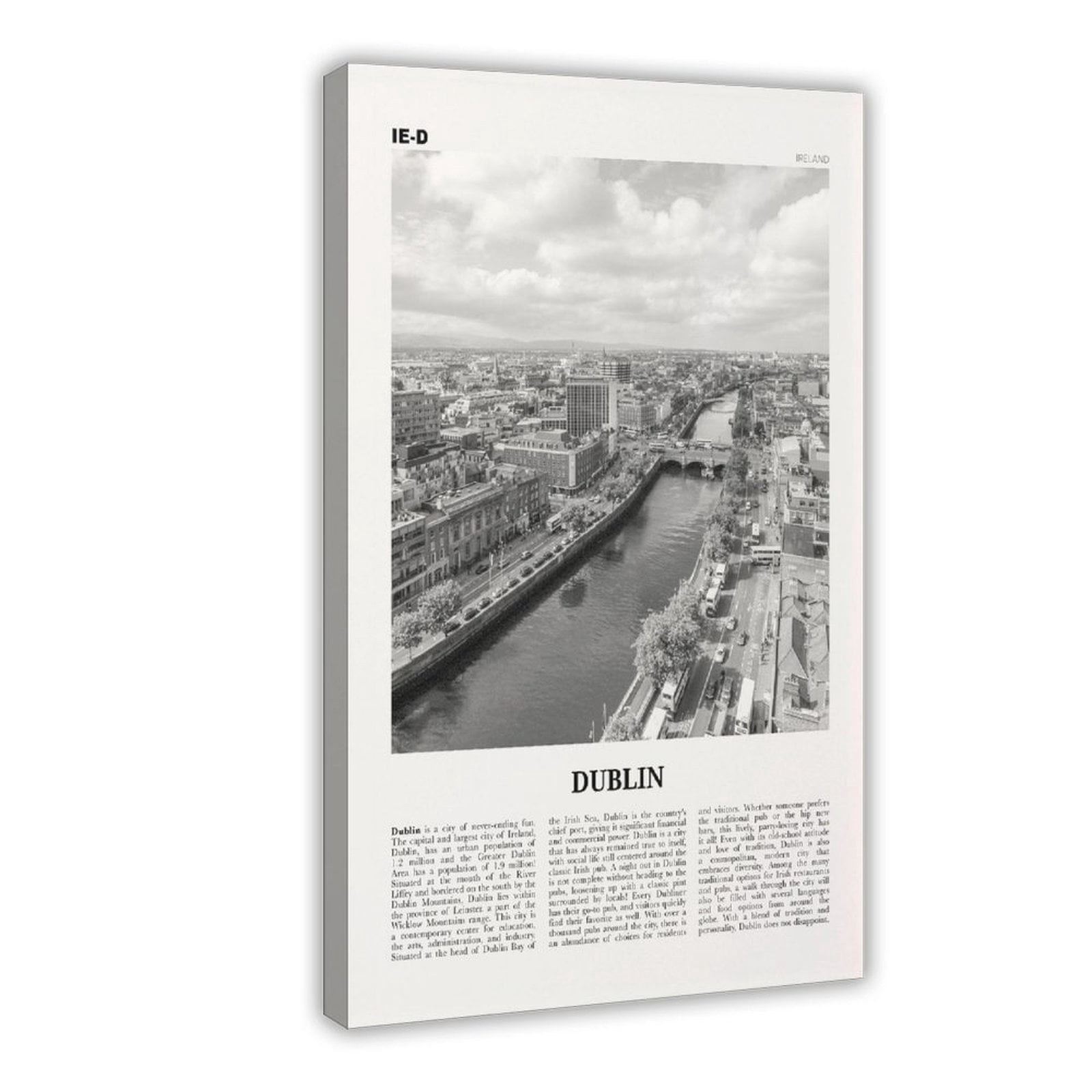 CFIOZYOS Dublin Print Black And White Canals, Dublin Wall Art, Dublin ...
