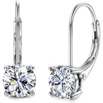 CFIOZYOS Earrings,1.0ct-2.0ct D Color Brilliant Round Cut Lab Created Diamond Earrings 18K White Gold Plated Sterling Silver Dangle Earrings Moissanite Leverback Drop Earrings