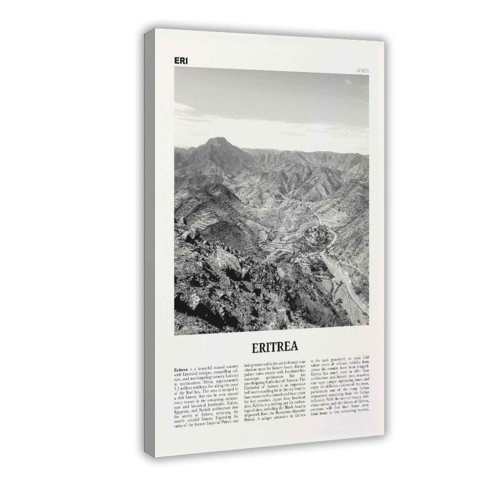 CFIOZYOS Eritrea Print Black And White, Eritrea Wall Art, Eritrea ...