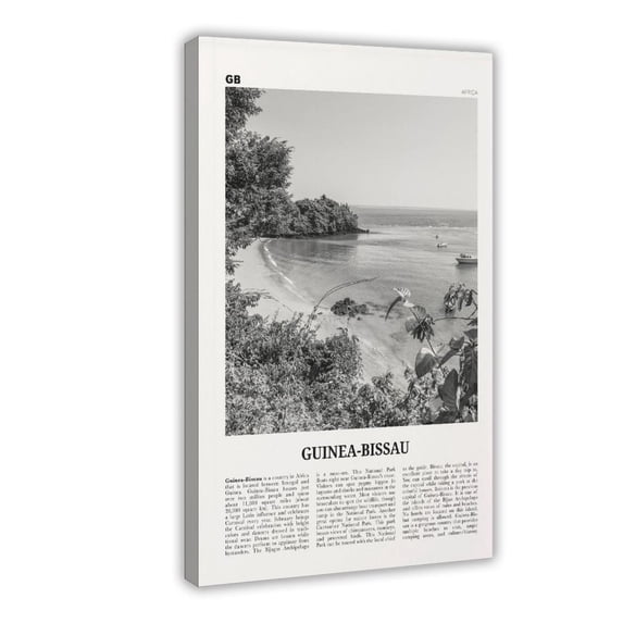 CFIOZYOS Guinea-Bissau Print Black And White, Guinea-Bissau Wall Art ...