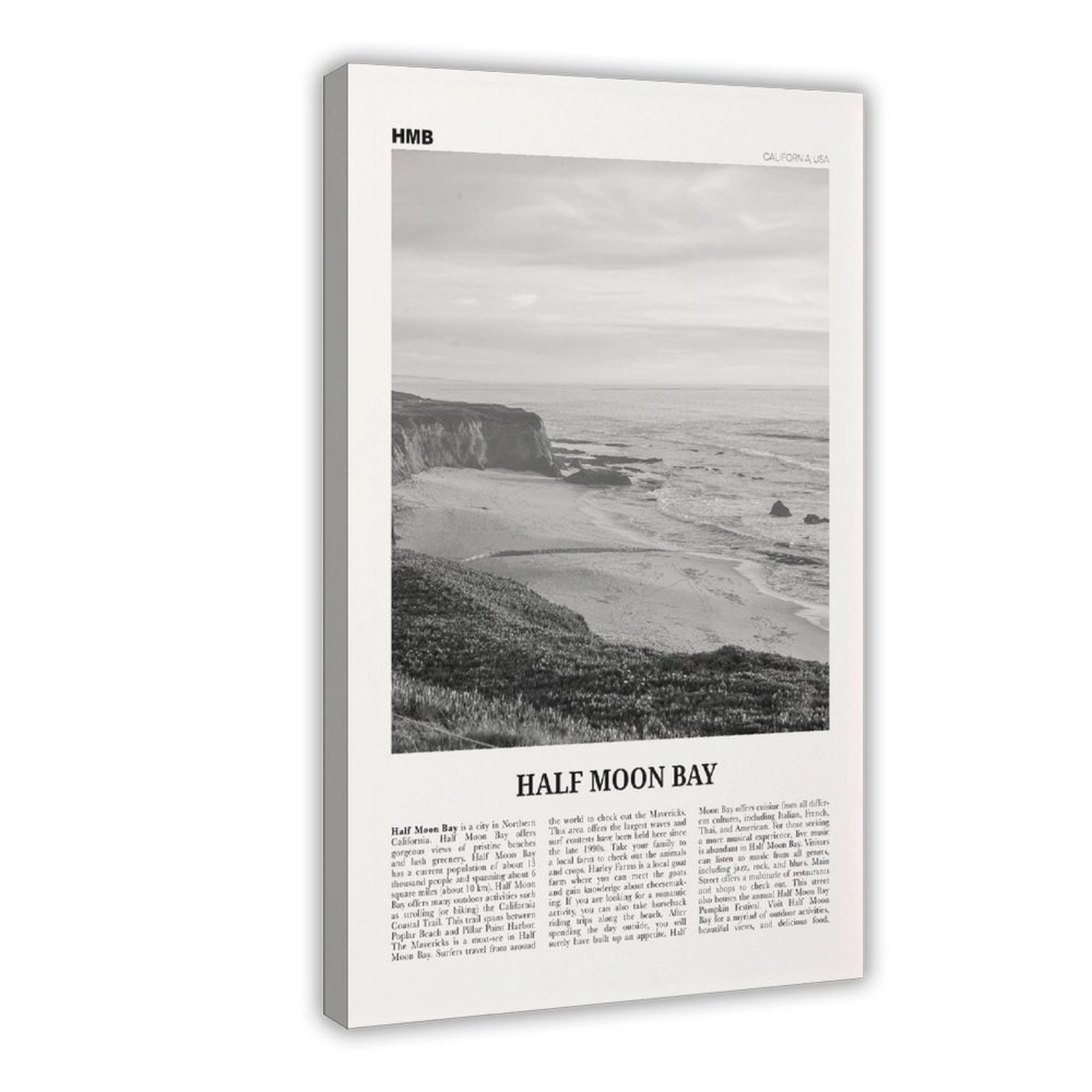 CFIOZYOS Half Moon Bay Print Black And White, Half Moon Bay Wall Art ...