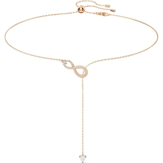 CFIOZYOS Infinity Twist Jewelry Collection, Bracelets & Necklaces, Rhodium & Rose Gold Tone Finish, Clear Crystals