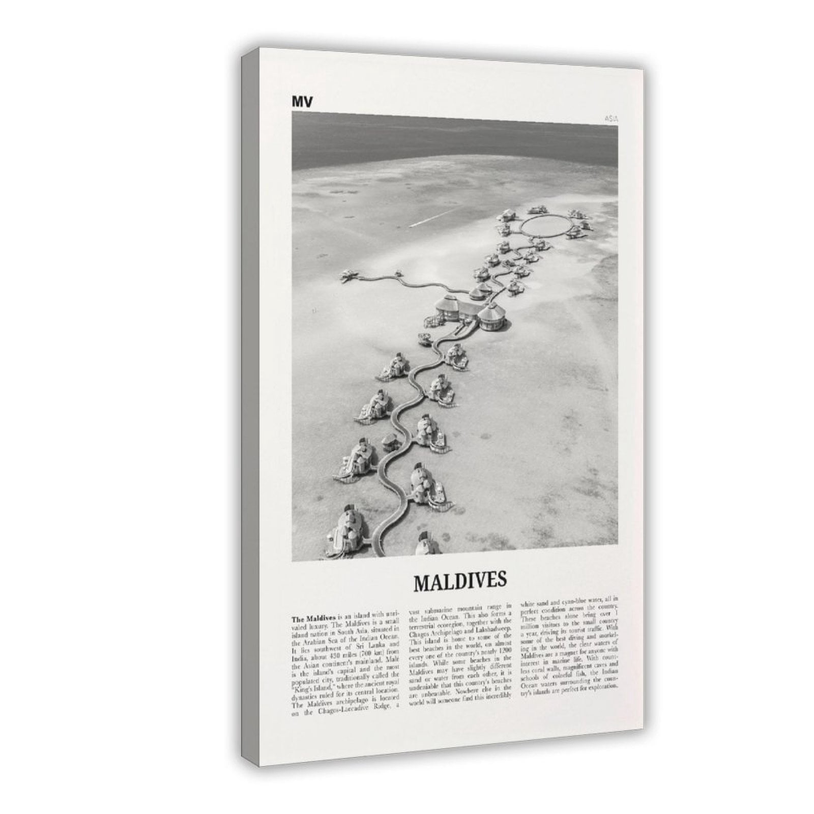 CFIOZYOS Maldives Print Black And White Hut, Maldives Wall Art ...