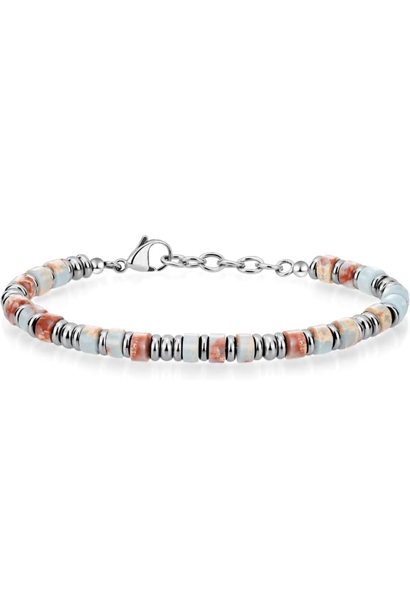 Mens Bracelet, Boho Stainless Steel Bracelets for Men, Beaded Bracelets, Jewelry Gifts for Husband, Father, Friends