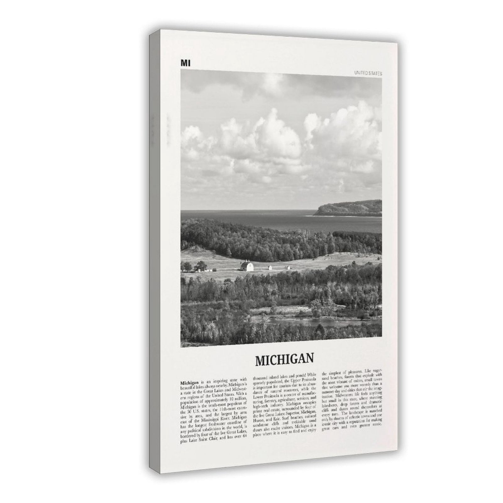 CFIOZYOS Michigan Print Black And White Lighthouse, Michigan Wall Art, Michigan Poster, Michigan ...