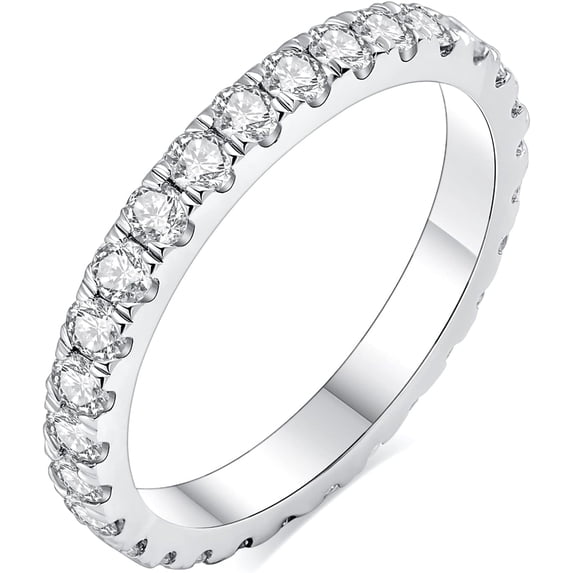 CFIOZYOS Moissanite Wedding Band Wedding Rings for Women 925 Sterling Silver Rings with 18K White Gold Plated Eternity Stackable Engagement Ring Anniversary Band Size 3.5-12