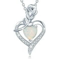 thumbnail image 1 of CFIOZYOS Reverie Birthstone Necklace for Women Sterling Silver Genuine or Created Gemstone Rose Flower Heart Pendant Necklace Anniversary Birthday Gifts for Women Mom Wife Her, 1 of 8