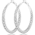 thumbnail image 1 of CFIOZYOS Silver Hoop Earrings for Women Hypoallergenic 925 Sterling Silver Post Hoop Earrings Lightweight Large Hoops Earring Thick Twisted Silver Hoops 30/40/50MM, 1 of 12