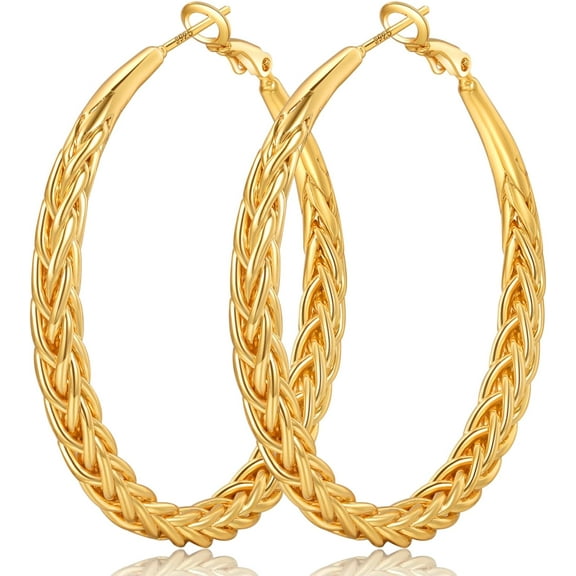 CFIOZYOS Silver Hoop Earrings for Women Hypoallergenic 925 Sterling Silver Post Hoop Earrings Lightweight Large Hoops Earring Thick Twisted Silver Hoops 30/40/50MM