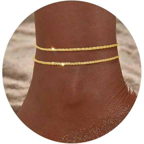CFIOZYOS Sterling Silver Anklet Bracelets for Women Waterproof, 925 Sliver Plated& Heart Charm Dainty Layer Anklets for Women Trendy, Simple Chain Anklets Set Gifts for Women