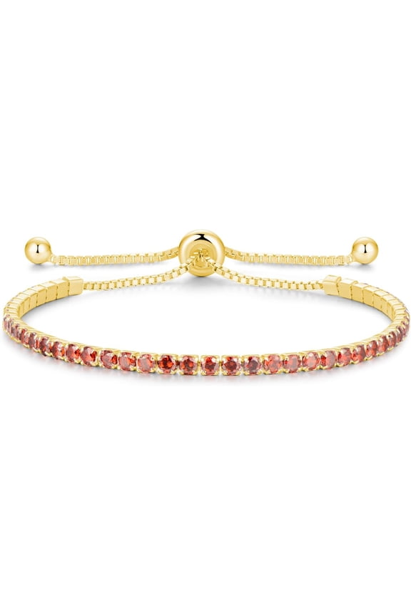Sterling Silver Birthstone Tennis Bracelets for Women 2.5mm Tennis Bolo Bracelet Fashion Jewelry Birthday Gifts for Women Mom Wife | Adjustable Size 9"
