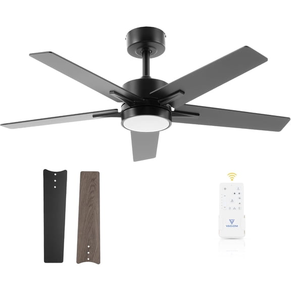 Vagizm Ceiling Fan with Light Remote: 42 Inch Modern Fans with Dimmable Tri-Color Temperature LED - Quiet Reversible DC Motor for Home Office Bedroom