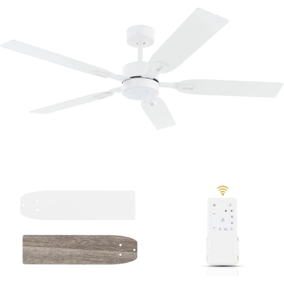 Vagizm Ceiling Fan with Light Remote: 52 Inch Modern Bedroom Fans with Dimmable Tri-Color Temperature LED - Quiet Reversible DC Motor - Indoor Outdoor