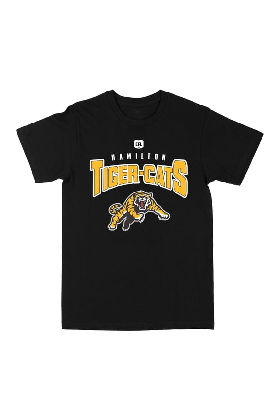 CFL Hamilton Tiger Cats Arc Logo Black Small T-Shirt