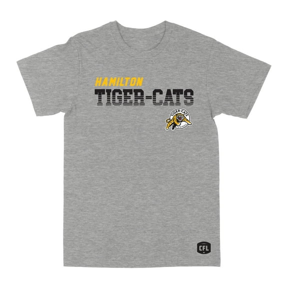 CFL Hamilton Tiger Cats Line Text with Logo Sport-Grey Medium T-Shirt