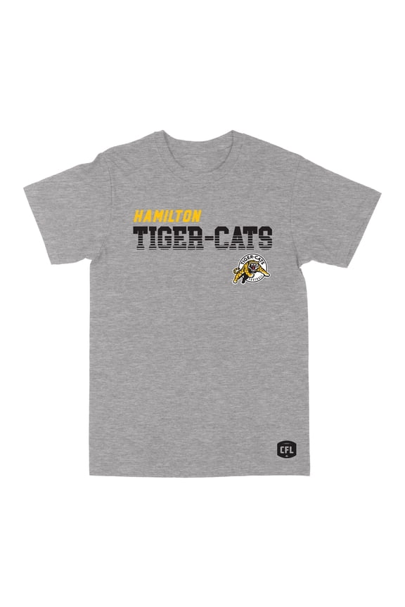 CFL Hamilton Tiger Cats Line Text with Logo Sport-Grey Medium T-Shirt