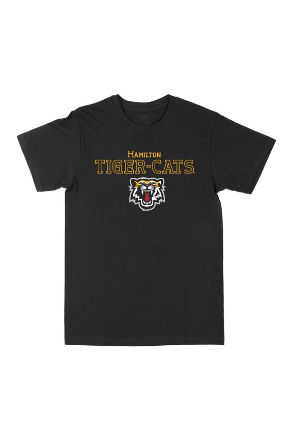 CFL Hamilton Tiger Cats Logo Face Black Large T-Shirt