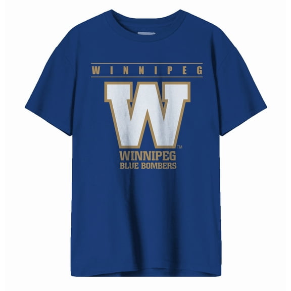 CFL Winnipeg Blue Bombers Slanted Logo Navy Large T-Shirt