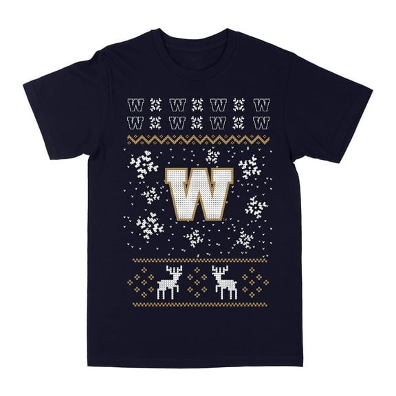 CFL Winnipeg Blue Bombers Ugly Xmas Sweater Navy Small T-Shirt