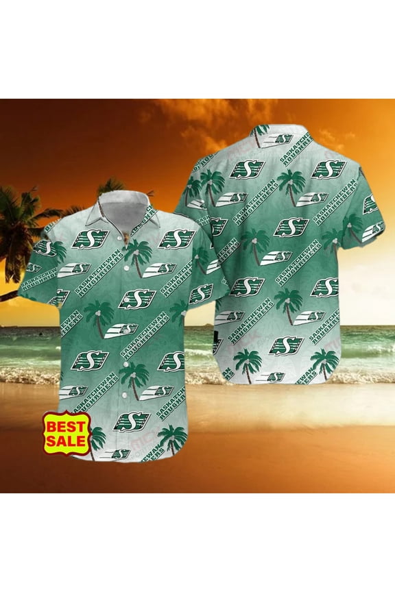 CFLCFL Team Saskatchewan Roughriders Aloha Style 7 Big Logo Hawaiian Shirt