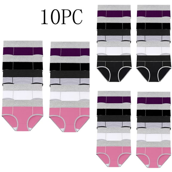 CFLVAEK 10 Pack Underwear Briefs for Women Plus Size High Waist Brief Seamless Cotton Panties Butt Lifting Panty Black XXXXL