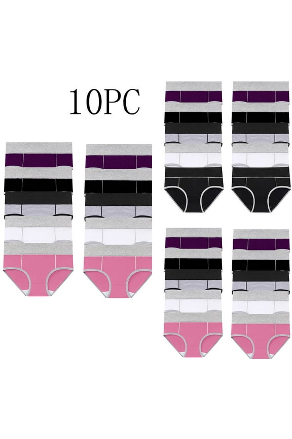 10 Pack Underwear Briefs for Women Plus Size High Waist Brief Seamless Cotton Panties Butt Lifting Panty Black XXXXL