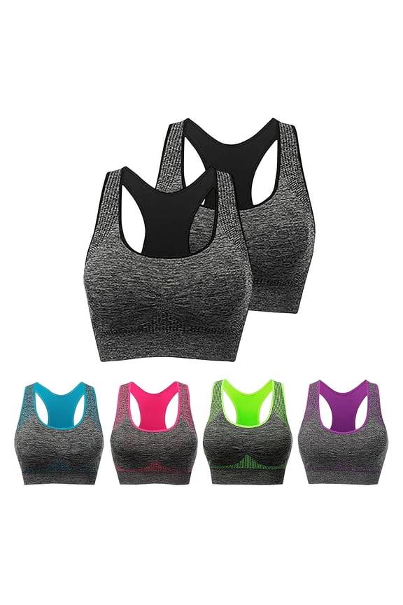 2 Pack Sports Bras for Women High Impact Racerback Sports Bra Comfort Wireless Yoga Running Bralette L