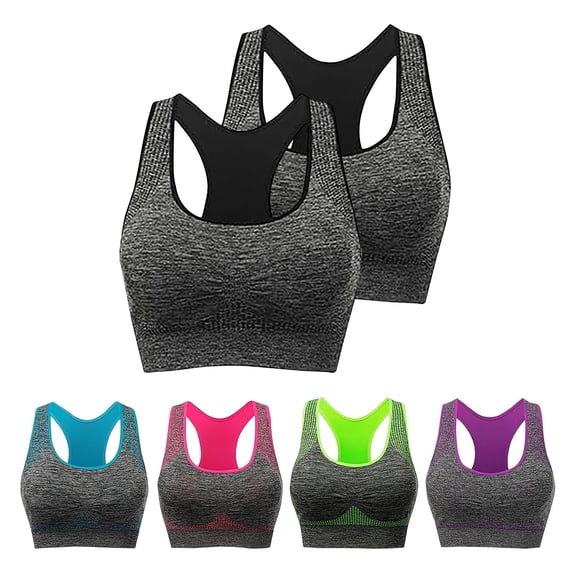 CFLVAEK 2 Pack Sports Bras for Women High Impact Racerback Sports Bra Comfort Wireless Yoga Running Bralette M