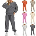 thumbnail image 1 of CFLVAEK 2 Piece Outfits Sets Women Casual Sweatsuits Long Sleeve Crewneck Pullover Tops and High Waist Sweatpants Fall Lounge Sets Dark Gray XL, 1 of 10