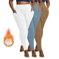 thumbnail image 1 of CFLVAEK 3 Pack Fleece Lined Leggings Women with Pockets Warm Winter Plus Size Quick Dry Tummy Control High Waist Yoga Pants （White+Blue+Khaki） XXXXXL, 1 of 9