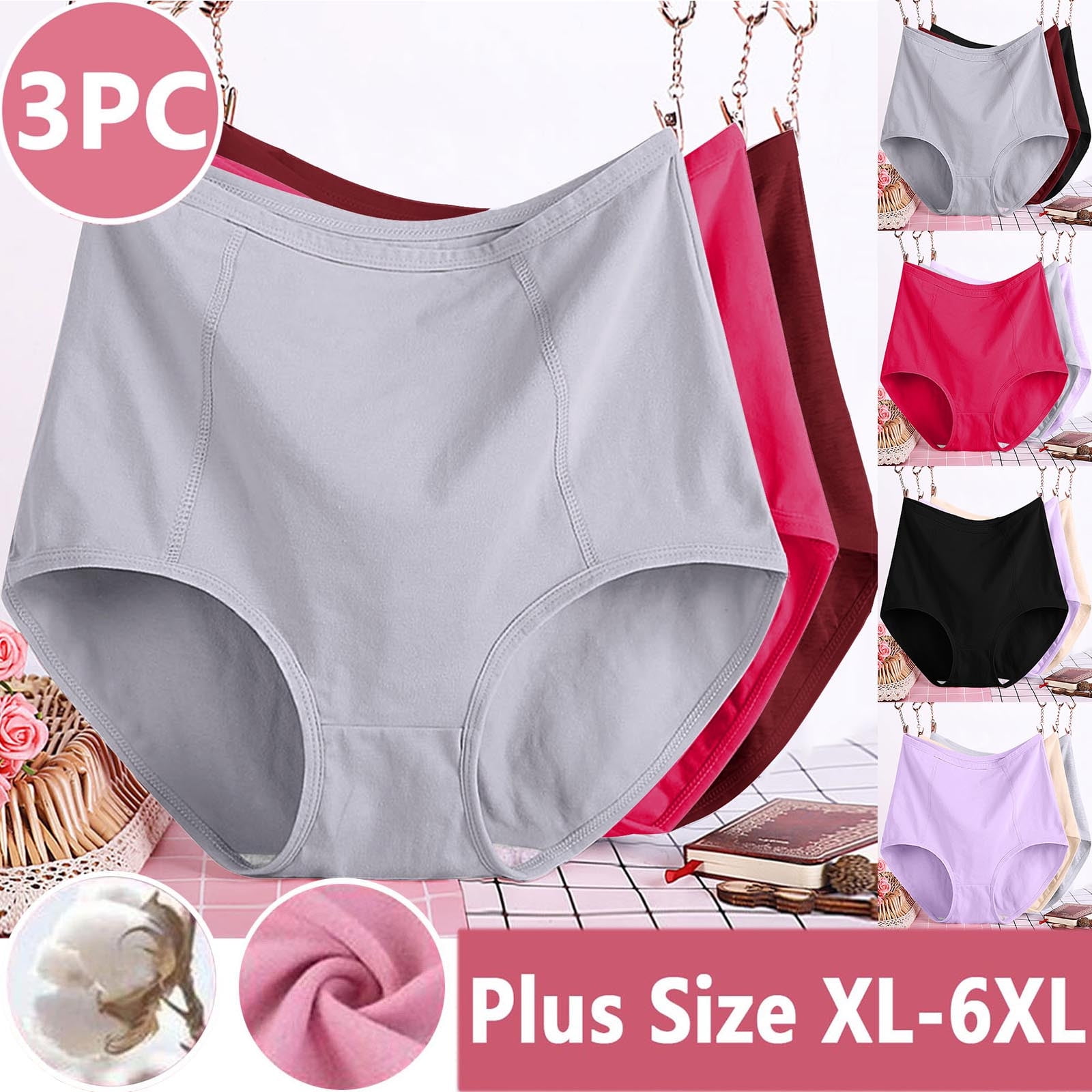 CFLVAEK 3 Pack Plus Size Briefs For Women High Waisted Leakproof cflvaek-3-pack-plus-size-briefs-for-women-high-waisted-leakproof