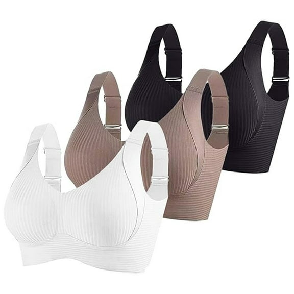 CFLVAEK 3 Pack Wirefree Bras for Women Comfort Seamless Lift Up Everyday Bra No Underwire Full Coverage Bralettes Supportive Bras for Big Bust White M