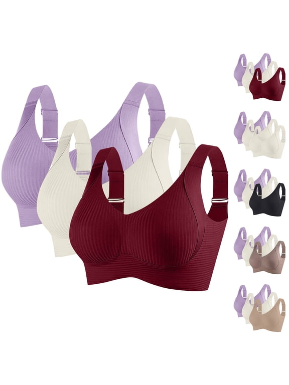 3 Pack Sports Bras for Women High Impact Plus Size Adjustable Strap Workout Bra Comfort Seamless Sport Bra Full Coverage Yoga Running Sports Bras 2025 M