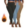 thumbnail image 1 of CFLVAEK 3 Piece Fleece Lined Leggings for Women with Pockets Quick Dry High Waist Legging Tights Plus Size Thermal Warm Winter Yoga Pants （Dark Gray+Khaki+Blue） XXXXXL, 1 of 9