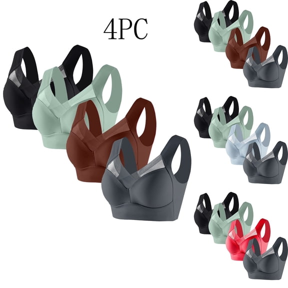CFLVAEK 4 Pack Plus Size Bras for Women Wireless Seamless Bra Comfort Full Coverage Everyday Bralette Breathable Supportive Bras for Large Breasts Light Blue XXXXL