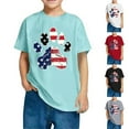 thumbnail image 1 of CFLVAEK 4th of July Patriotic Indenpendence Day T Shirts for Kids American Flag Graphic Tees Comfy Short Sleeve Round Neck Cotton Tops 5 Years, 1 of 7