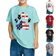 thumbnail image 1 of CFLVAEK 4th of July Patriotic Indenpendence Day T Shirts for Kids American Flag Graphic Tees Comfy Short Sleeve Round Neck Cotton Tops 9 Years, 1 of 7