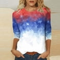 thumbnail image 1 of CFLVAEK 4th of July Shirts for Women Trendy Red White and Blue Tie Dye Shirts Independence Day Tshirts Casual 3/4 Sleeve Crewneck Holiday Tops S, 1 of 5
