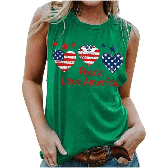 CFLVAEK 4th of July Tank Top for Women American Flag Patriotic Shirts Casual Summer Sleeveless Crewneck Going Out Tank Tops Independence Day Shirts S