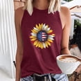 thumbnail image 1 of CFLVAEK 4th of July Tank Top for Women Funny Sunflower American Flag Print Shirts Casual Sleeveless Crewneck Independence Day Tank Tops L, 1 of 4