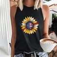 thumbnail image 1 of CFLVAEK 4th of July Tank Top for Women Funny Sunflower American Flag Print Shirts Casual Sleeveless Crewneck Independence Day Tank Tops M, 1 of 4
