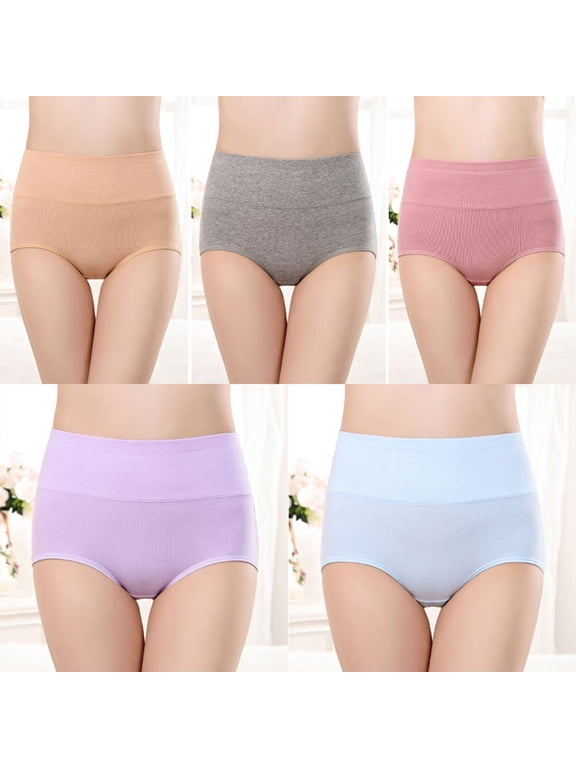 5 Pack Cotton Underwear for Women Breathable Full Coverage Seamless Briefs Plus Size High Waisted Ladies Panties Soft Stretch No Show Panty Purple XXXXL