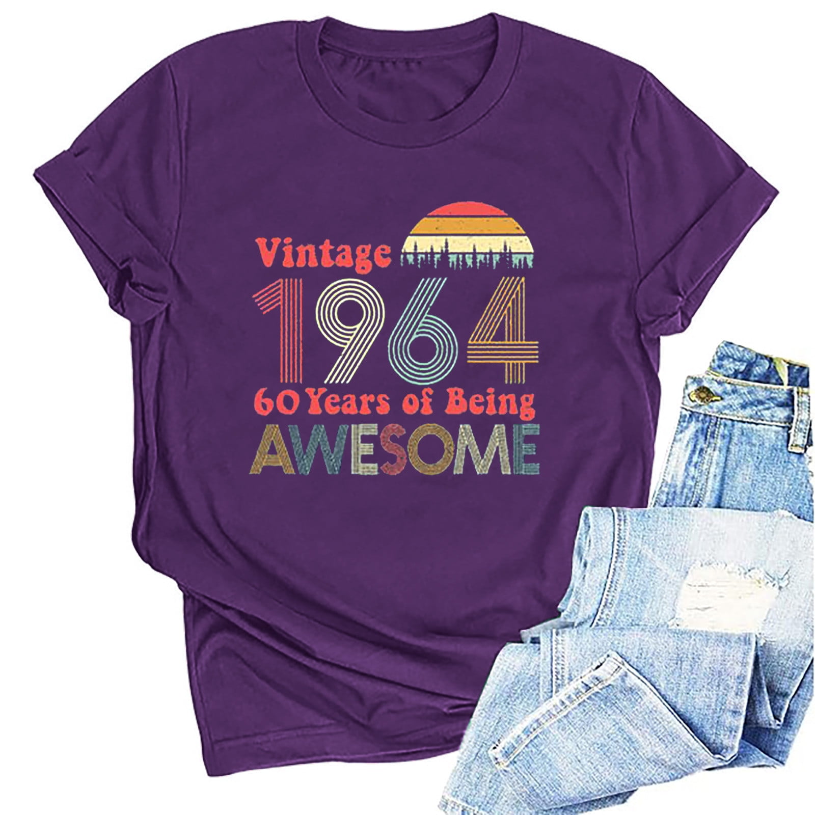 cflvaek-60th-birthday-tee-shirt-for-women-1964-casual-round-neckline