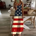 thumbnail image 1 of CFLVAEK American Flag Dress for Women Plus Size V Neck Sleeveless Sundress 4th of July Spaghetti Straps Cami Maxi Dress S, 1 of 5