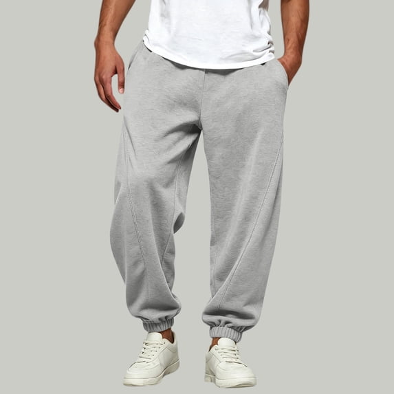 CFLVAEK Baggy Sweatpants Men Cinch Bottom Workout Running Pants Casual Elastic Waist Athletic Sweatpant with Pockets Gray M