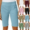 thumbnail image 1 of CFLVAEK Bermuda Shorts for Women 2025 Trendy Knee Length Stretchy High Waisted Chino Summer Casual Shorts with Pockets Pink S, 1 of 10