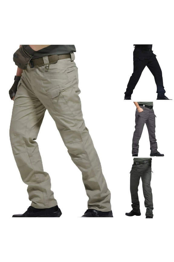 Big and Tall Tactical Pants for Men Stretch Water Resistant Military Hiking Cargo Pant Loose Fit Wide Leg Outdoor Pants with Multi Pockets Black XXXL