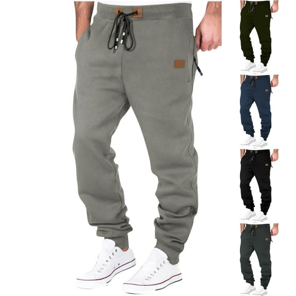 CFLVAEK Big and Tall Mens Sweatpants with Zipper Pockets Casual Drawstring High Waist Sweatpant Elastic Bottom Workout Athletic Pants Blue M