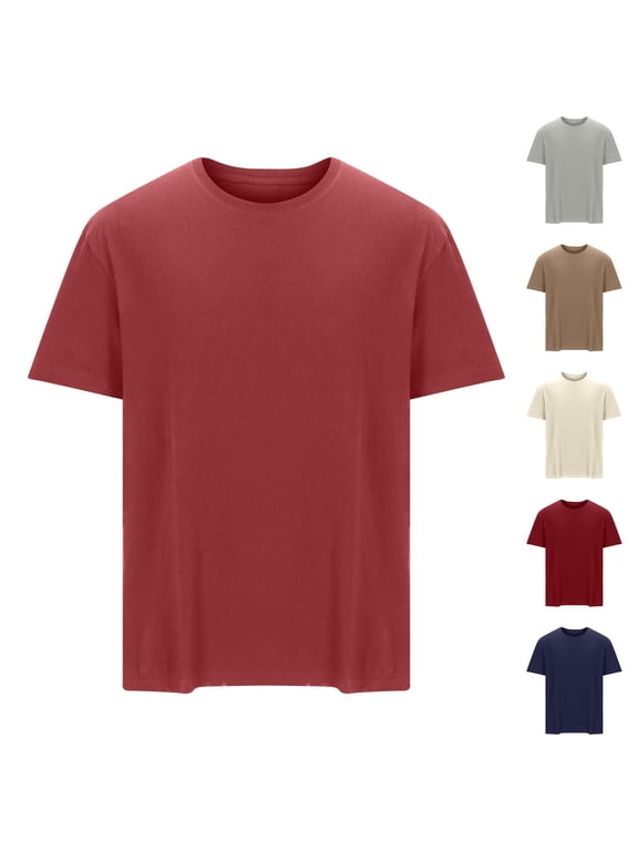 Big and Tall Mens T Shirts Cotton Crew Neck T Shirt Solid Color Basic Tees Loose Fit Short Sleeve Summer Tshirt Red L